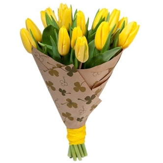 15 желтых тюльпанов крафт