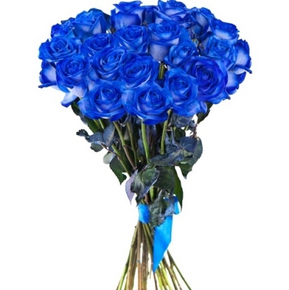 букет из 25 ярко синих роз