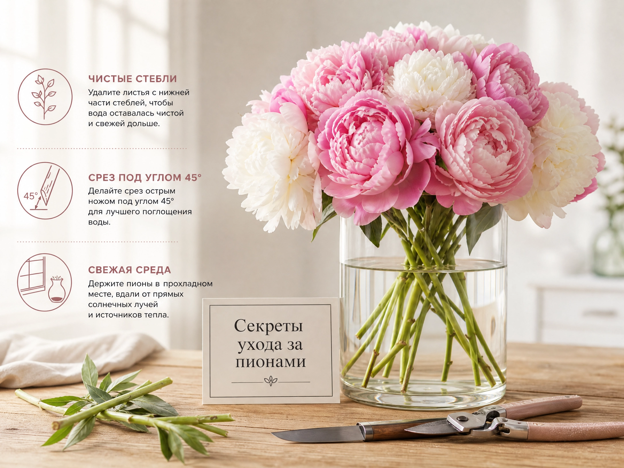Процесс ухода за пионами